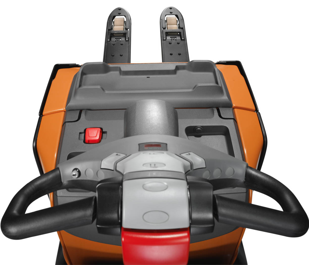 Toyota BT Levio platós raklapemelő targonca nézet a villákra